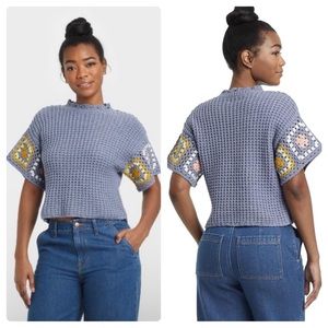 Universal Thread Crochet Granny Square Crop Sweater